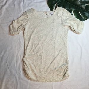 DIVIINE MODESTEE | ivory lace ruched top